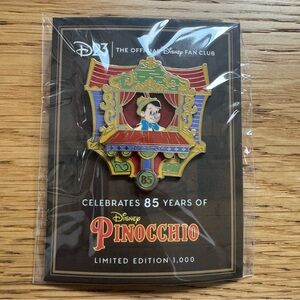 DISNEY D23 Exclusive PINOCCHIO 85th Anniversary Pin LE LIMITED EDITION OF 1000